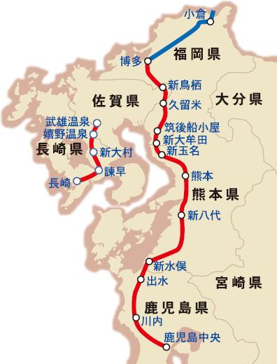 九州新幹線路線地図